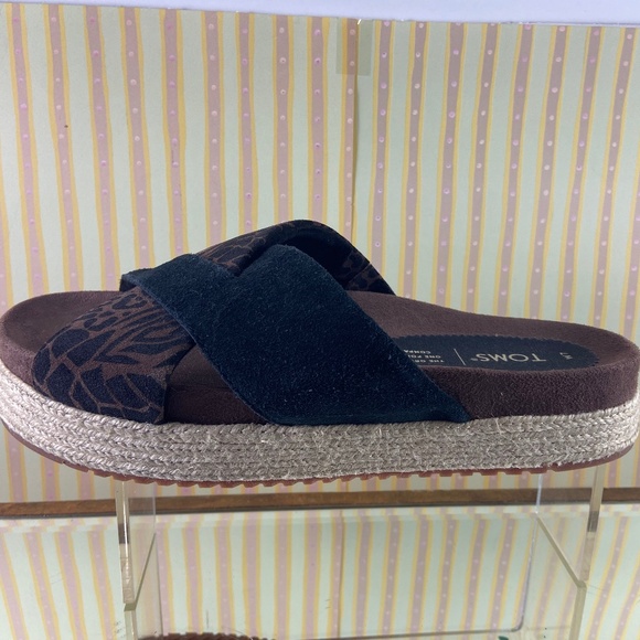 Toms Black and Brown Patterned Wedges - Picture 2 of 14